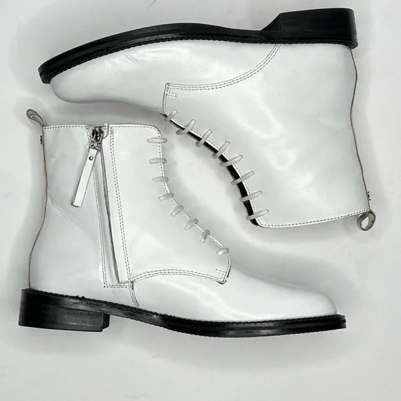 Nwot Sam Edelman Nina White Combat Leather Military Boots